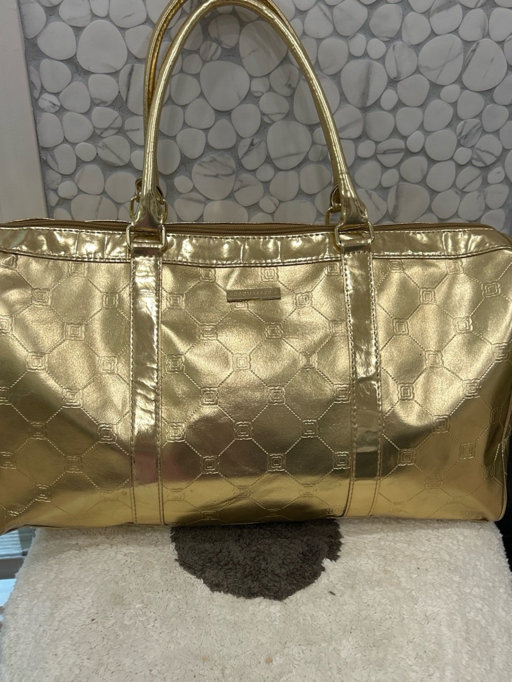 Gold Quilted Travel Tote Bag